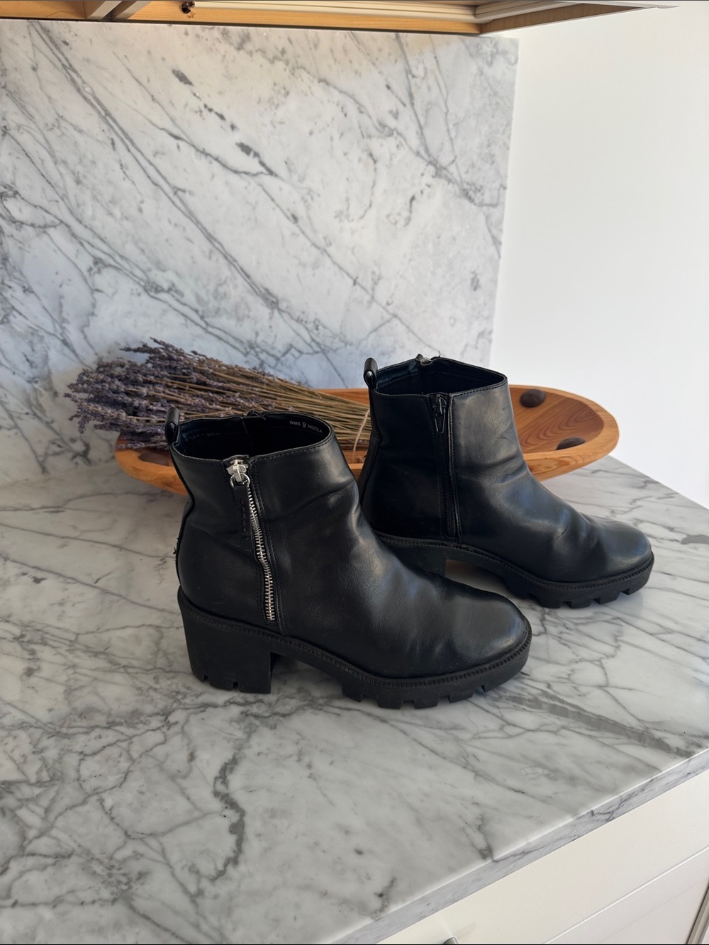 Dolce Vita Black Leather Zip Ankle Boots